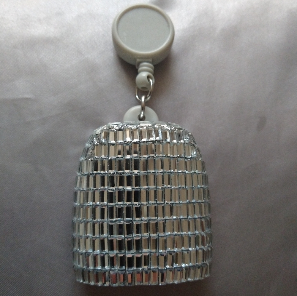 Bath & Body Works bedazzled hand sanitizer holder with retractable clip